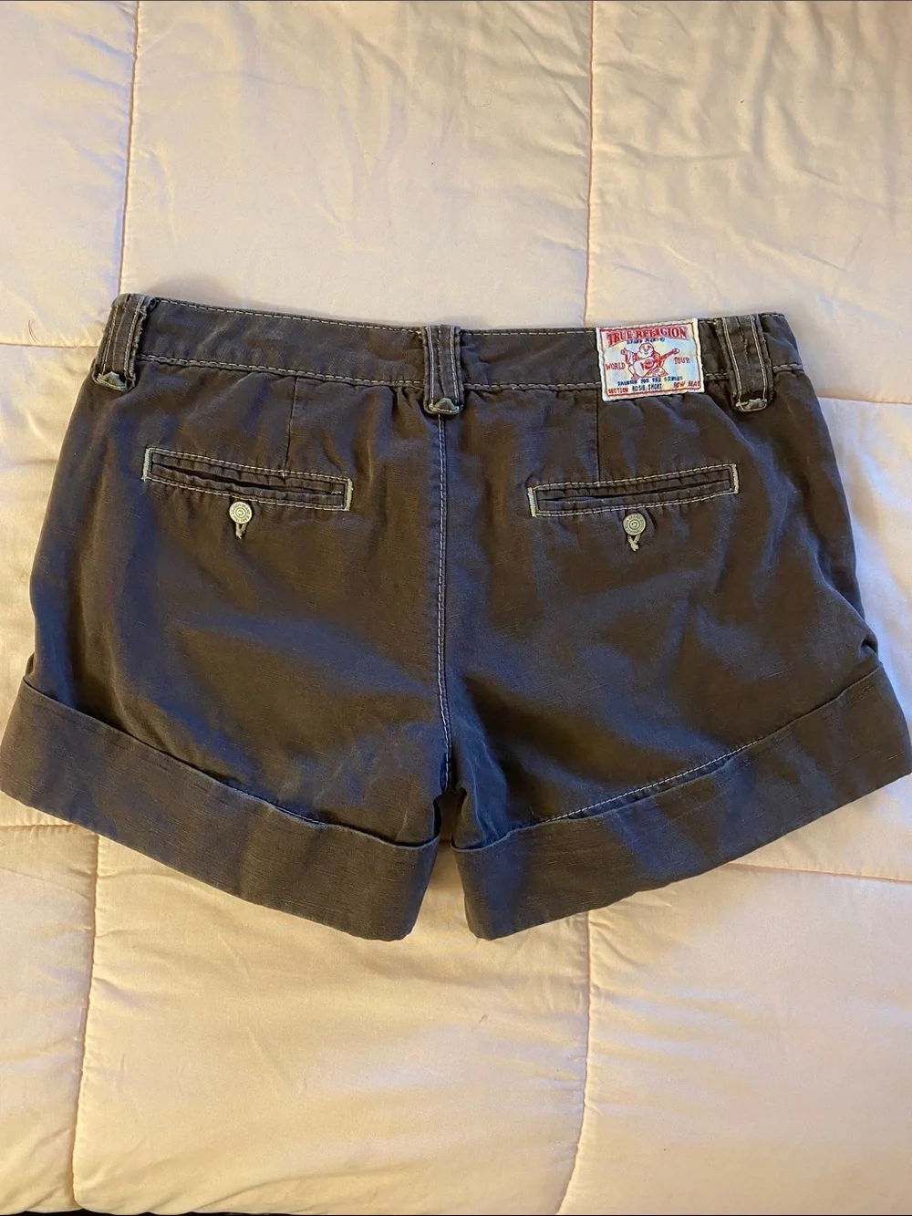 True Religion Brown Rolled-Hem Shorts
